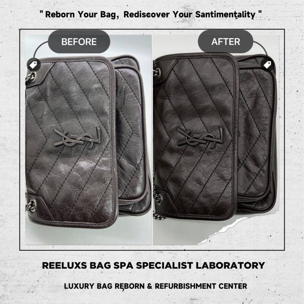SAINT LAURENT Niki Baby Quilted Crinkled Glossed-Leather Shoulder Bag Logo Leather Peel… — frame 1