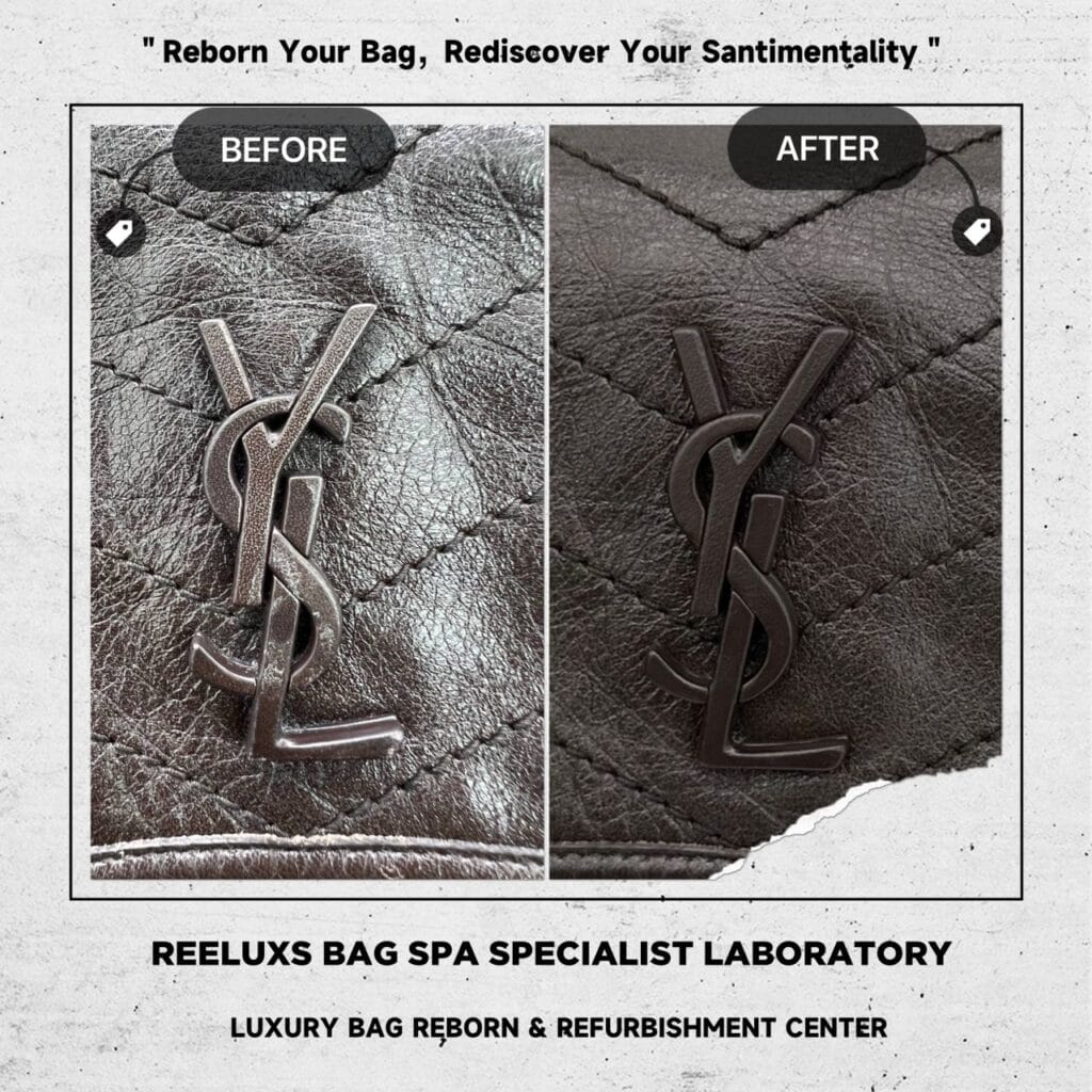 SAINT LAURENT Niki Baby Quilted Crinkled Glossed-Leather Shoulder Bag Logo Leather Peel… — frame 3