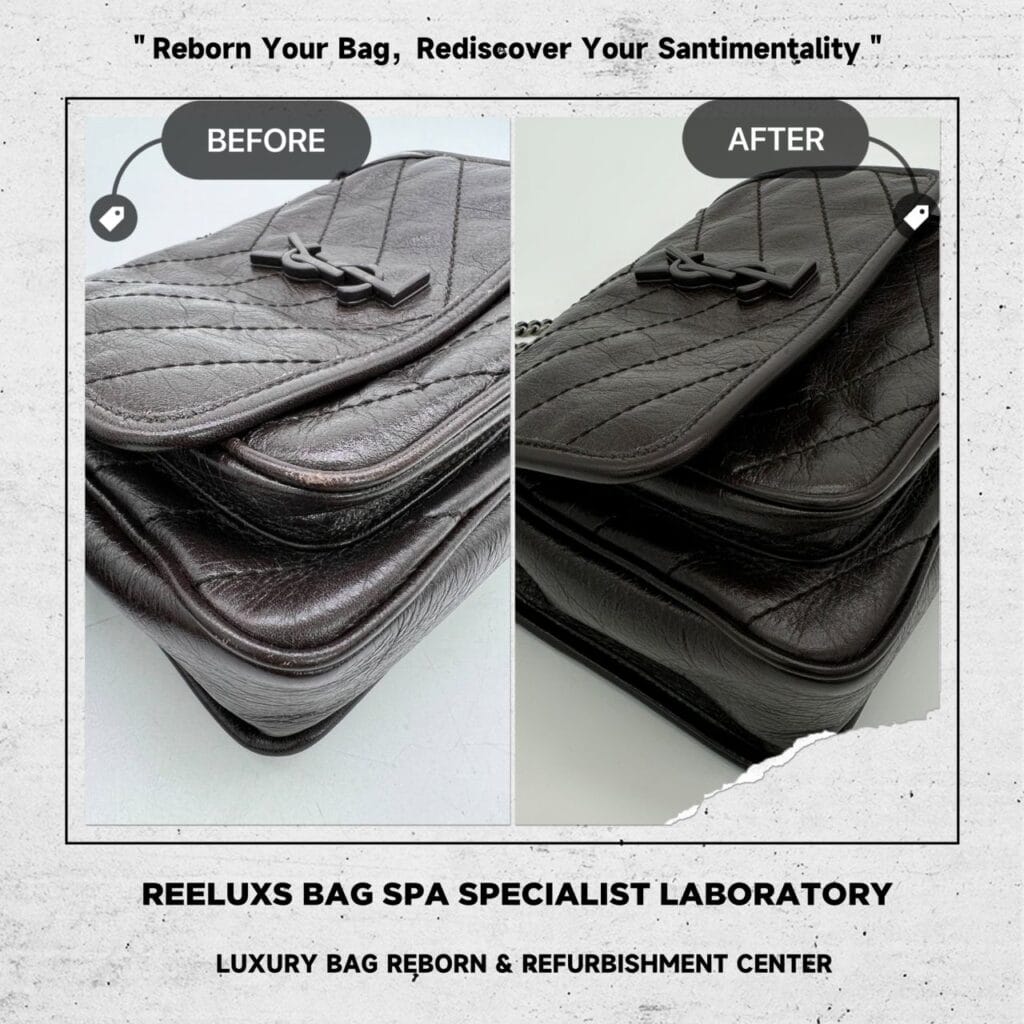 SAINT LAURENT Niki Baby Quilted Crinkled Glossed-Leather Shoulder Bag Logo Leather Peel… — frame 4