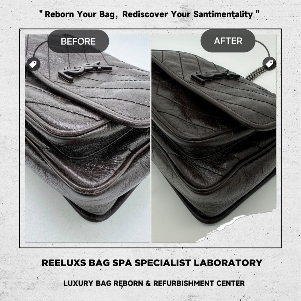 SAINT LAURENT Niki Baby Quilted Crinkled Glossed-Leather Shoulder Bag Logo Leather Peel… — frame 5