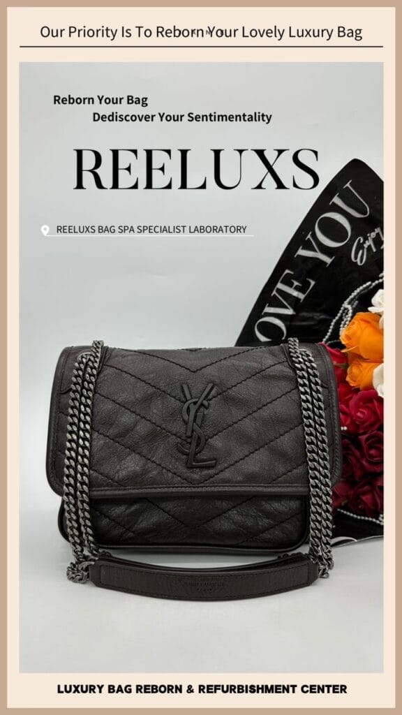 SAINT LAURENT Niki Baby Quilted Crinkled Glossed-Leather Shoulder Bag Logo Leather Peel… — frame 7