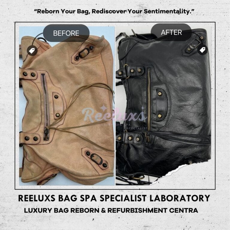BALENCIAGA Le City Top Handle Bag wist Rope Broken Corner Faded Color Damaged Changed To Black Color Refurbishment
