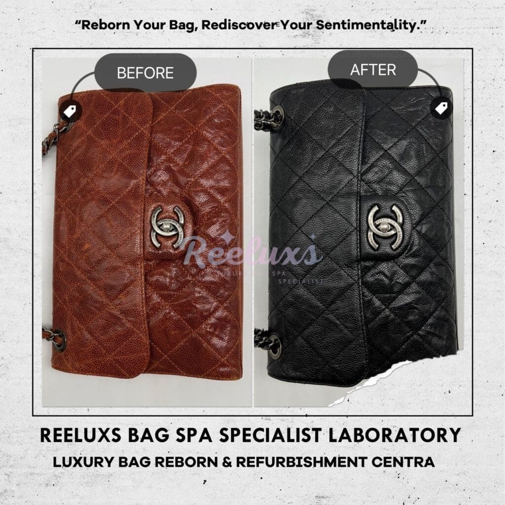 Classic Single Flap Shoulder Bag Corner Faded Color Damaged Changed To Black — frame 1