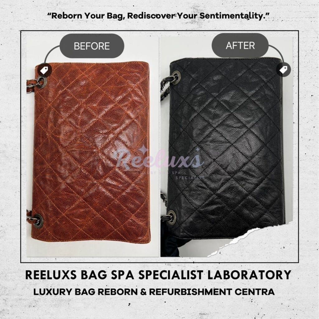 Classic Single Flap Shoulder Bag Corner Faded Color Damaged Changed To Black — frame 2