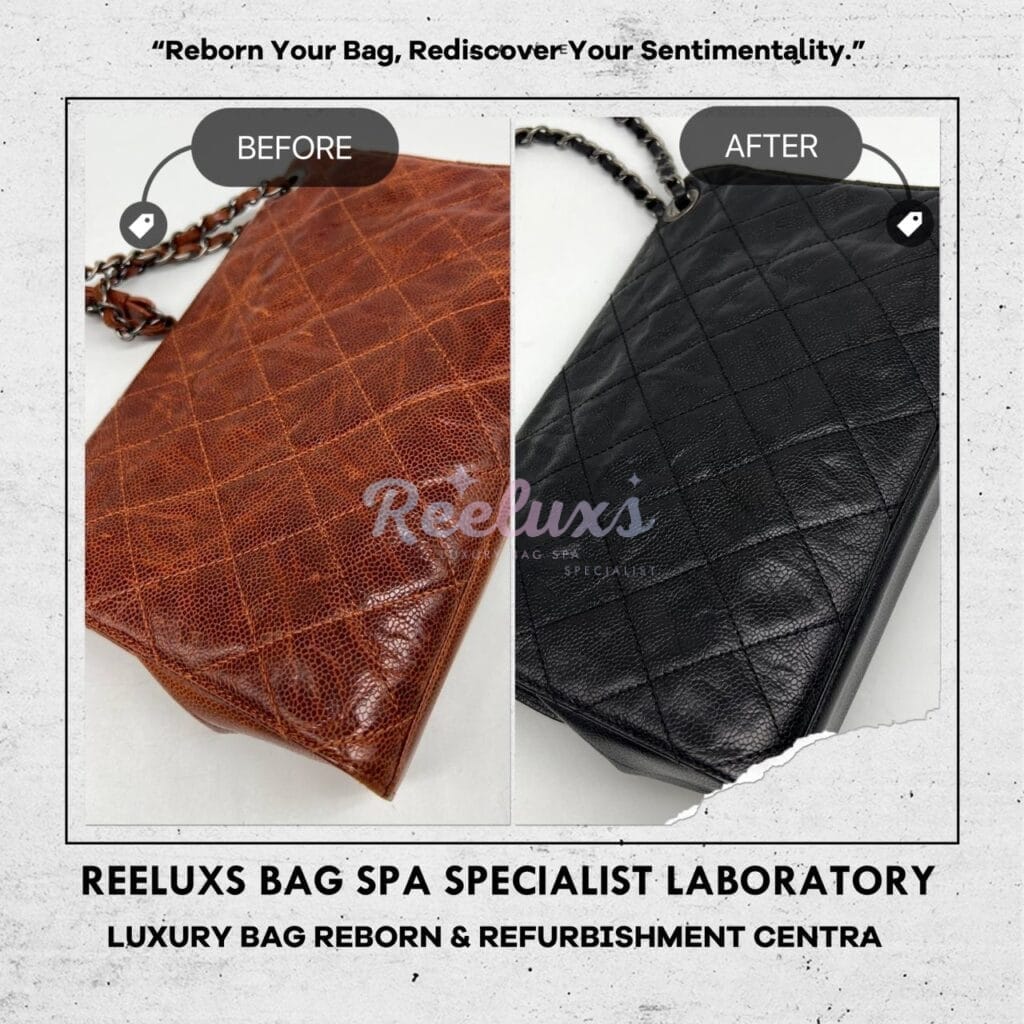 Classic Single Flap Shoulder Bag Corner Faded Color Damaged Changed To Black — frame 4