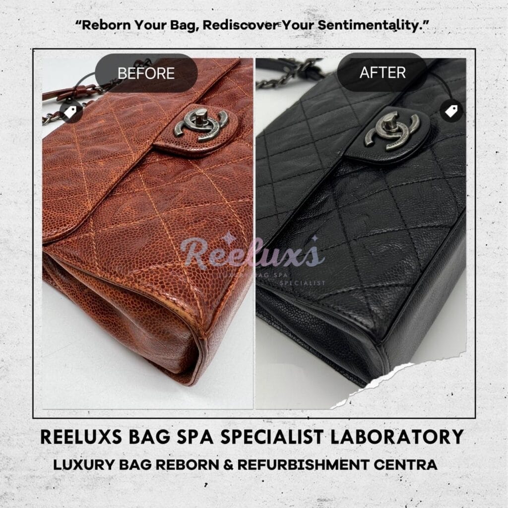 Classic Single Flap Shoulder Bag Corner Faded Color Damaged Changed To Black — frame 5