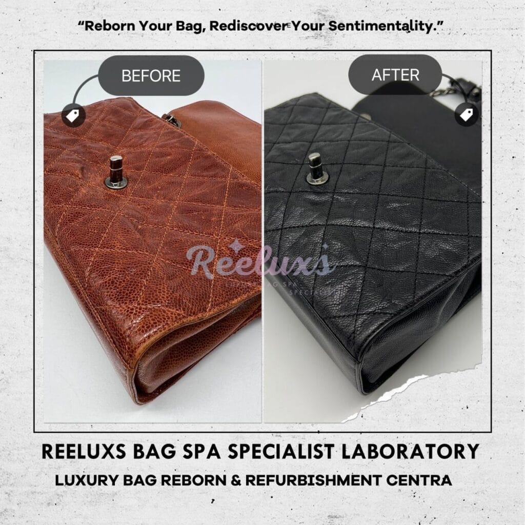 Classic Single Flap Shoulder Bag Corner Faded Color Damaged Changed To Black — frame 6