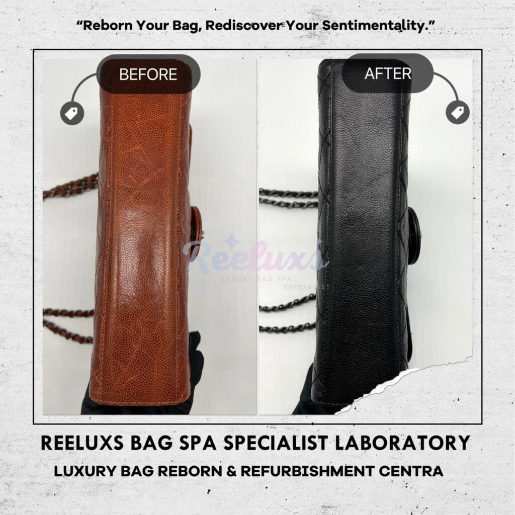 Classic Single Flap Shoulder Bag Corner Faded Color Damaged Changed To Black — frame 7