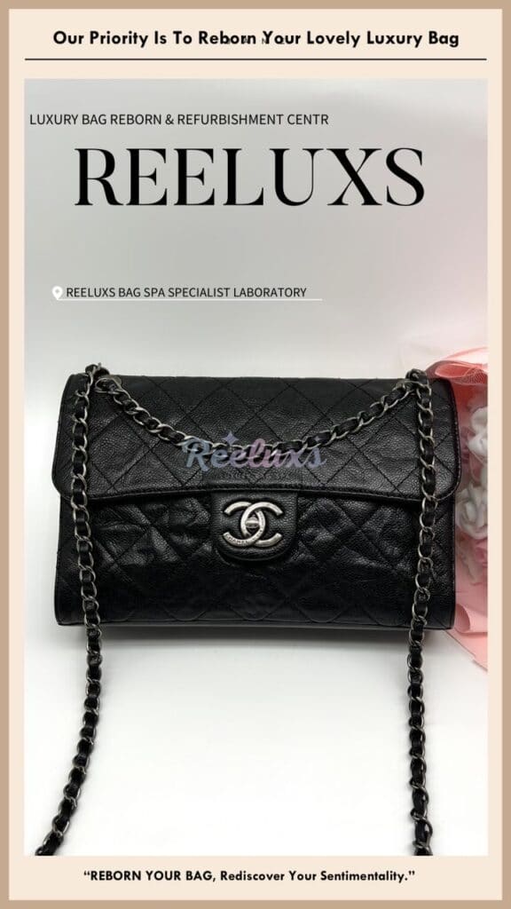 Classic Single Flap Shoulder Bag Corner Faded Color Damaged Changed To Black — frame 9