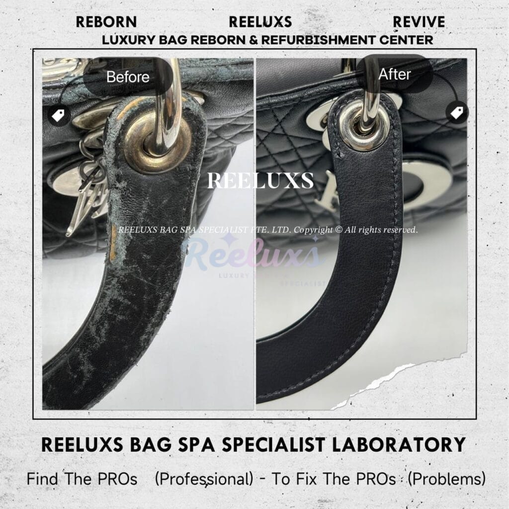 Lady Dior Old Medium Black Leather Color Damaged Handle Leather Peel Off… — frame 20