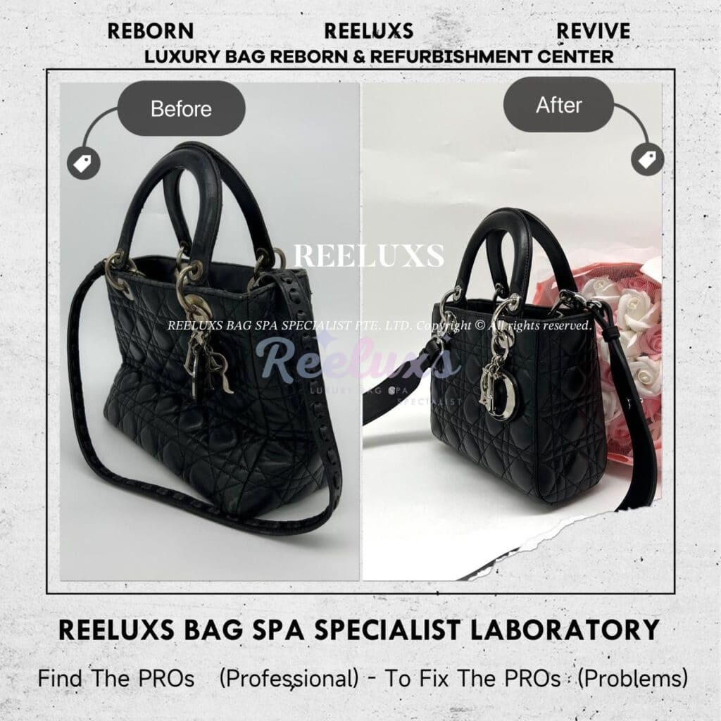 Lady Dior Old Medium Black Leather Color Damaged Handle Leather Peel Off… — frame 12
