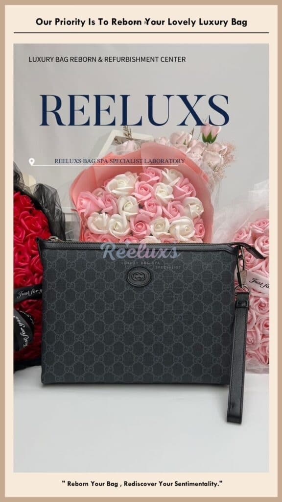 Black GG Supreme Canvas Phidias Pouch With Wristlet Bag Inner Vomit Stain Problem Nano Spa Treatment — frame 3