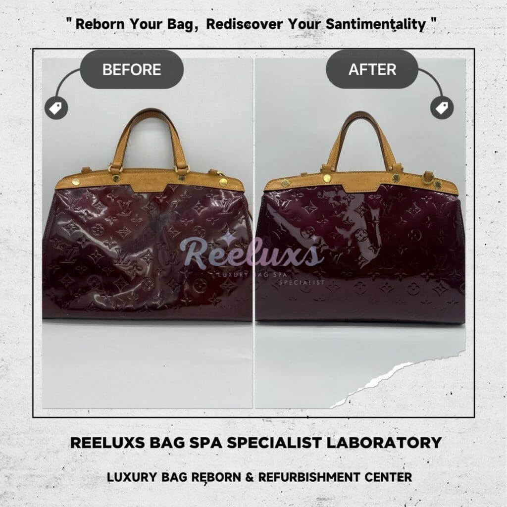 Brea Maroon Color Two Way Handbag Patent Color Mold Spot Problem Oxidation — frame 1