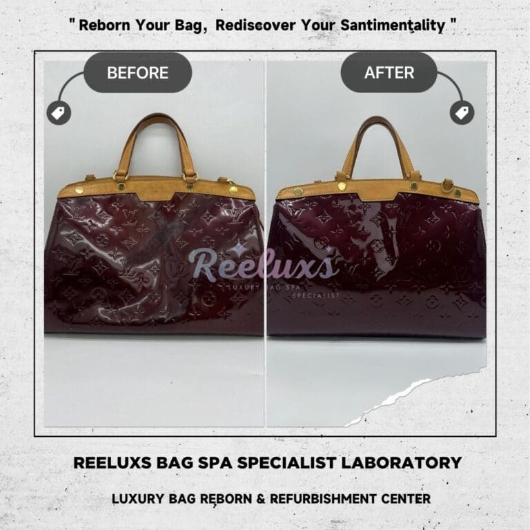 Louis Vuitton Brea Maroon Color Two Way Handbag Patent Color Mold Spot Problem Oxidation Restoration