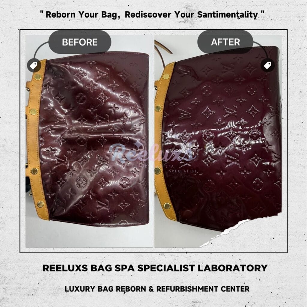 Brea Maroon Color Two Way Handbag Patent Color Mold Spot Problem Oxidation — frame 3