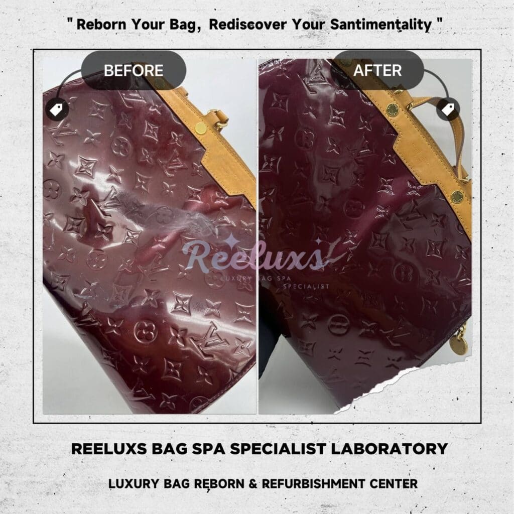 Brea Maroon Color Two Way Handbag Patent Color Mold Spot Problem Oxidation — frame 4