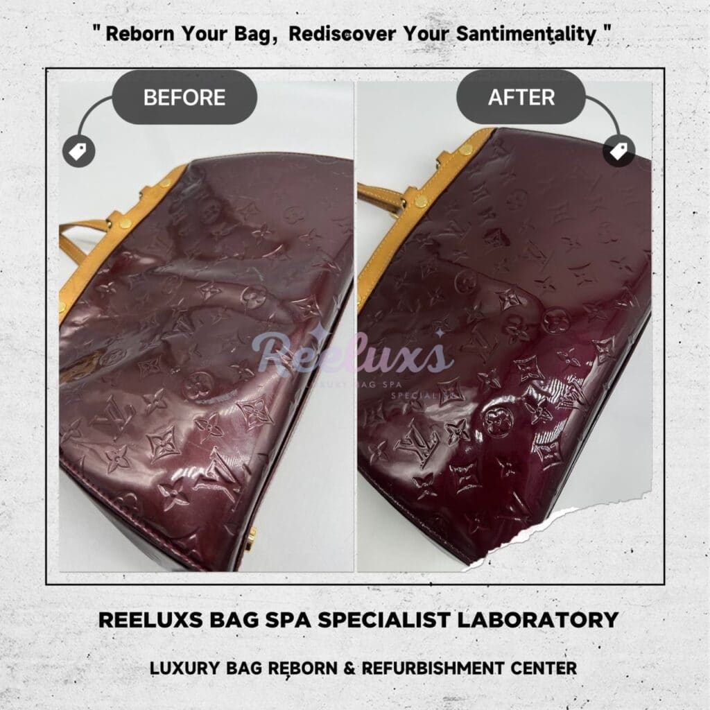 Brea Maroon Color Two Way Handbag Patent Color Mold Spot Problem Oxidation — frame 5