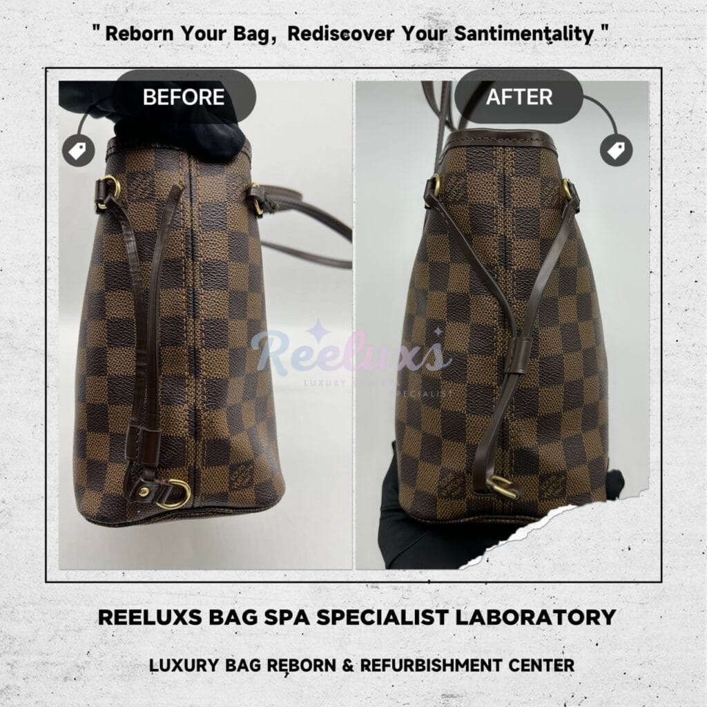 Damier Ebene Canvas Shoulder Bag Entire Leather Scratches Side Puller Broken — frame 1
