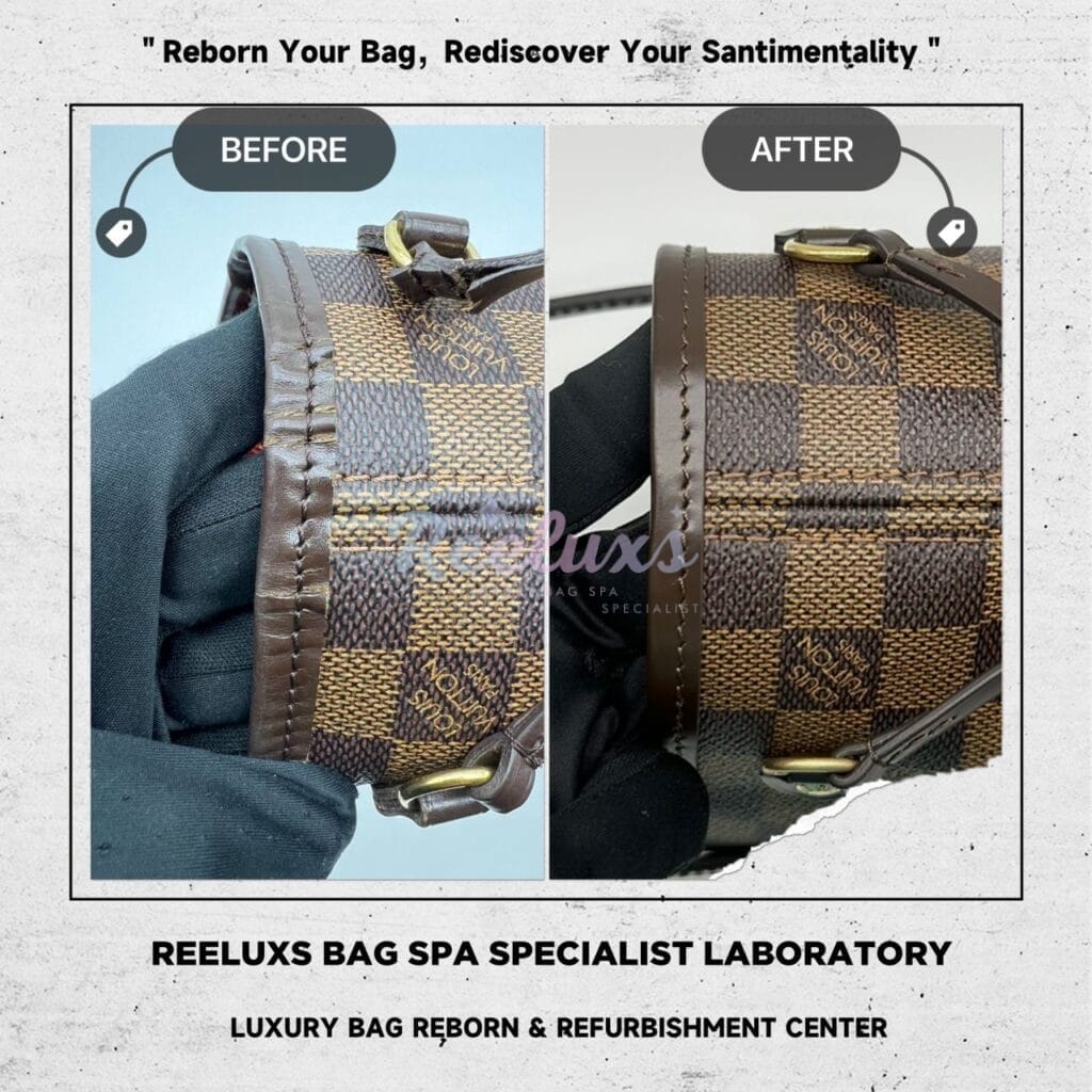 Damier Ebene Canvas Shoulder Bag Entire Leather Scratches Side Puller Broken — frame 5