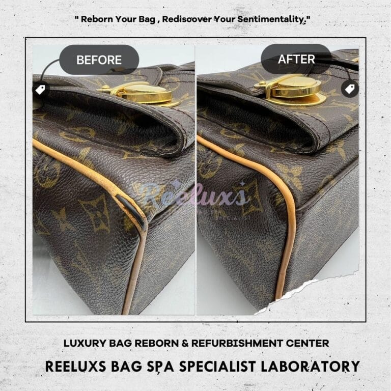 Louis Vuitton Manhattan PM Monogram Canvas Top Handle Bag Vachetta Pipping Cracked Tear Off Replacement