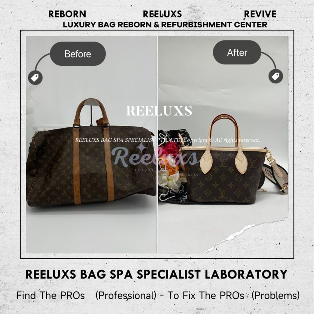 Monogram Keepall Handbag Vachetta Fully Stain & Scratches Customized To Neverfull BB… — frame 2