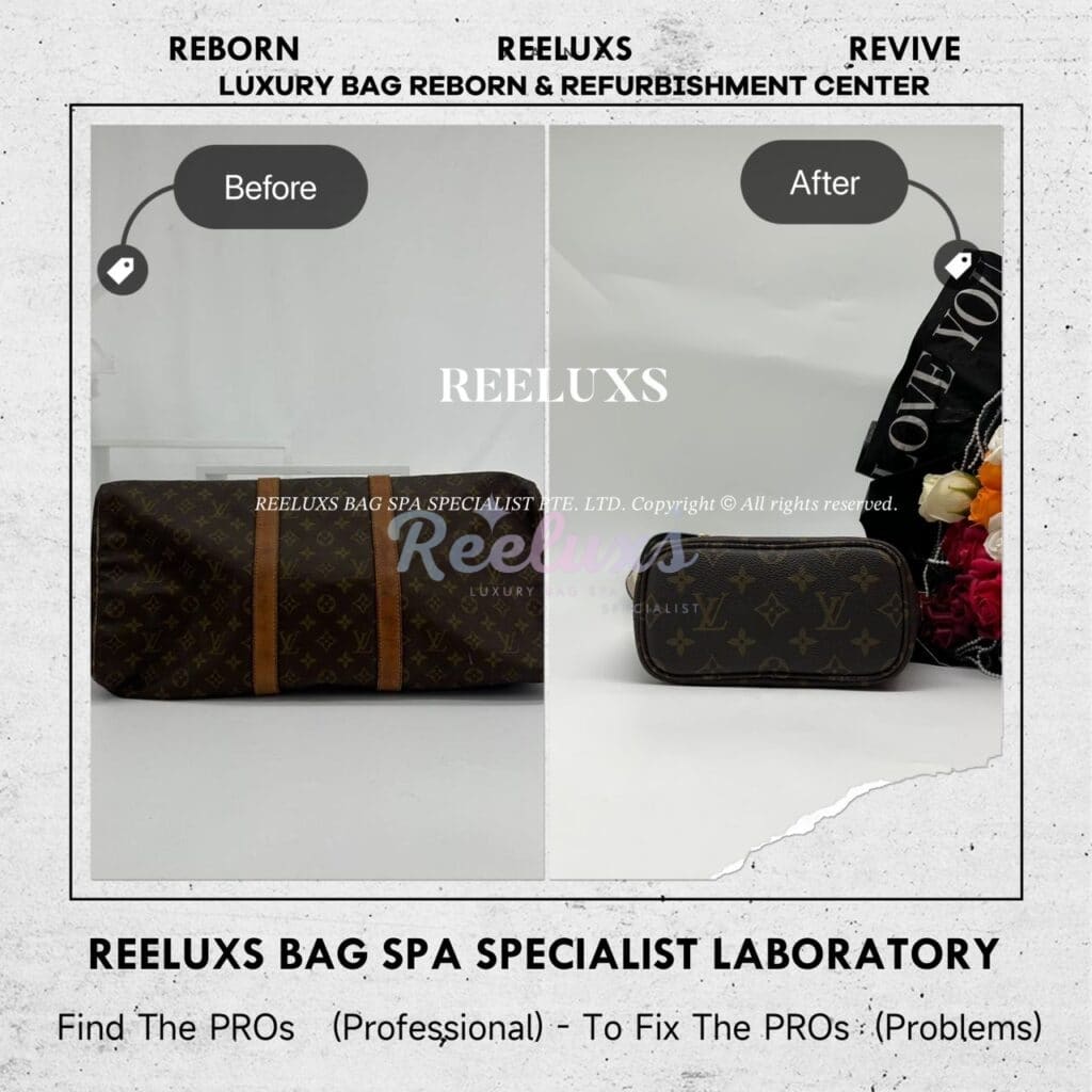 Monogram Keepall Handbag Vachetta Fully Stain & Scratches Customized To Neverfull BB… — frame 5