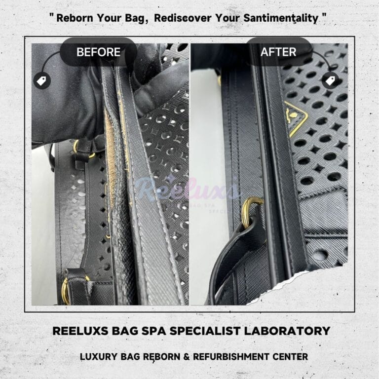 PRADA Black Saffiano Perforated Tote Bag Handle Heavy Wear & Tear Cracked Damaged Replacement