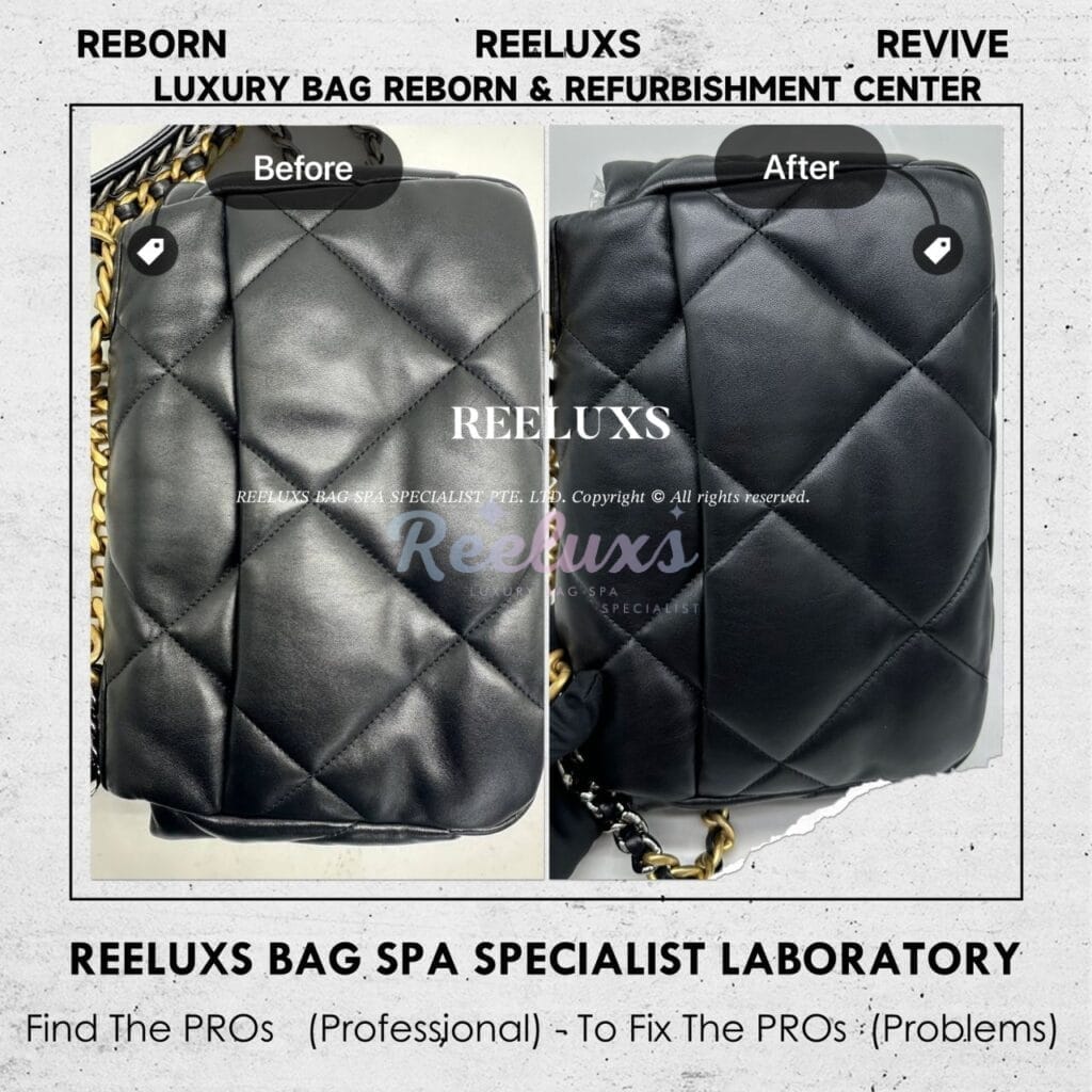 19 Small Black Leather Sling Bag Color Faded Corner Damaged — frame 4