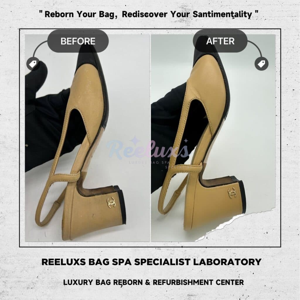 Slingback Goatskin & Grosgrain Leather Beige & Black Shoes Color Faded Leather… — frame 10
