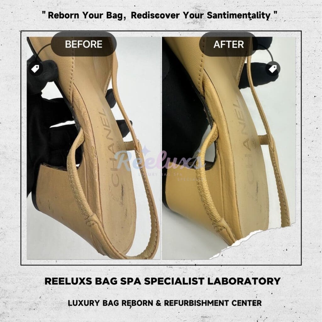 Slingback Goatskin & Grosgrain Leather Beige & Black Shoes Color Faded Leather… — frame 11