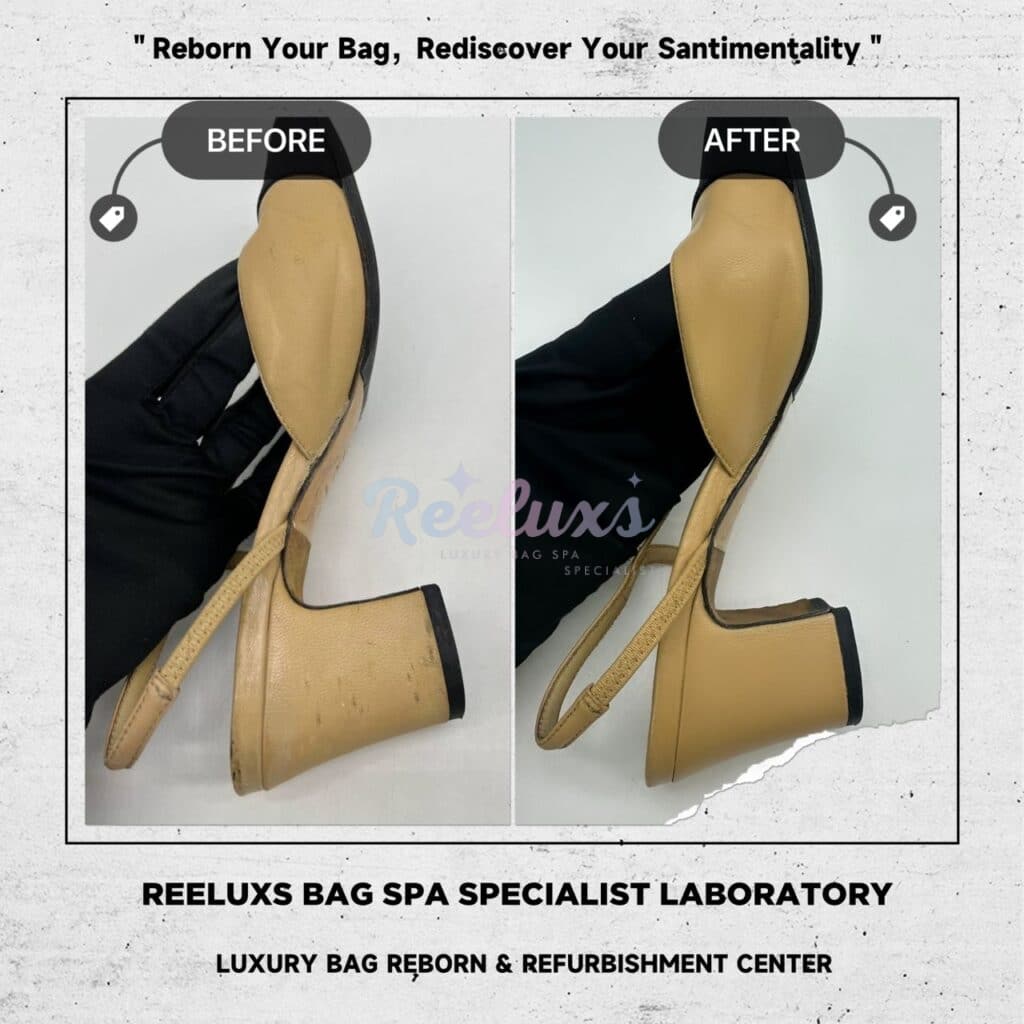 Slingback Goatskin & Grosgrain Leather Beige & Black Shoes Color Faded Leather… — frame 4