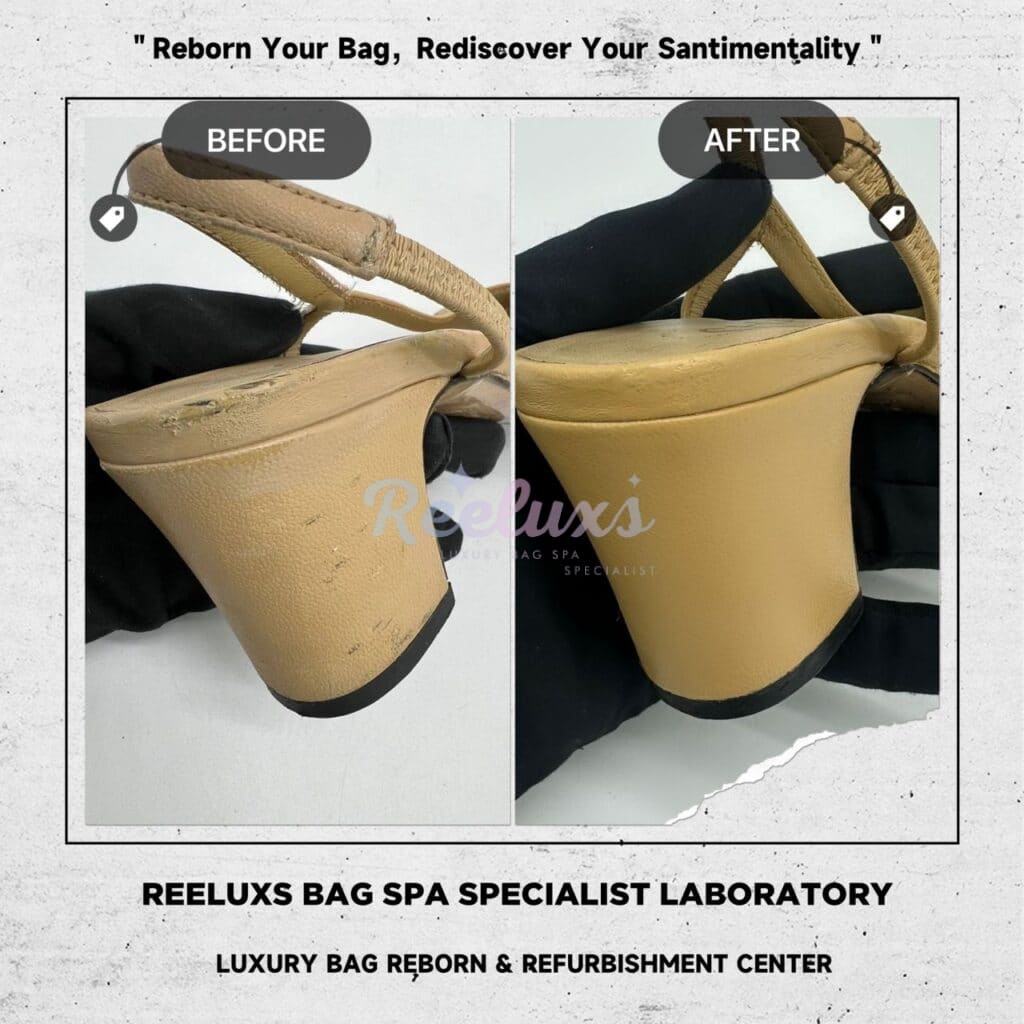 Slingback Goatskin & Grosgrain Leather Beige & Black Shoes Color Faded Leather… — frame 6