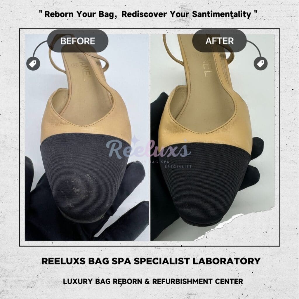Slingback Goatskin & Grosgrain Leather Beige & Black Shoes Color Faded Leather… — frame 7