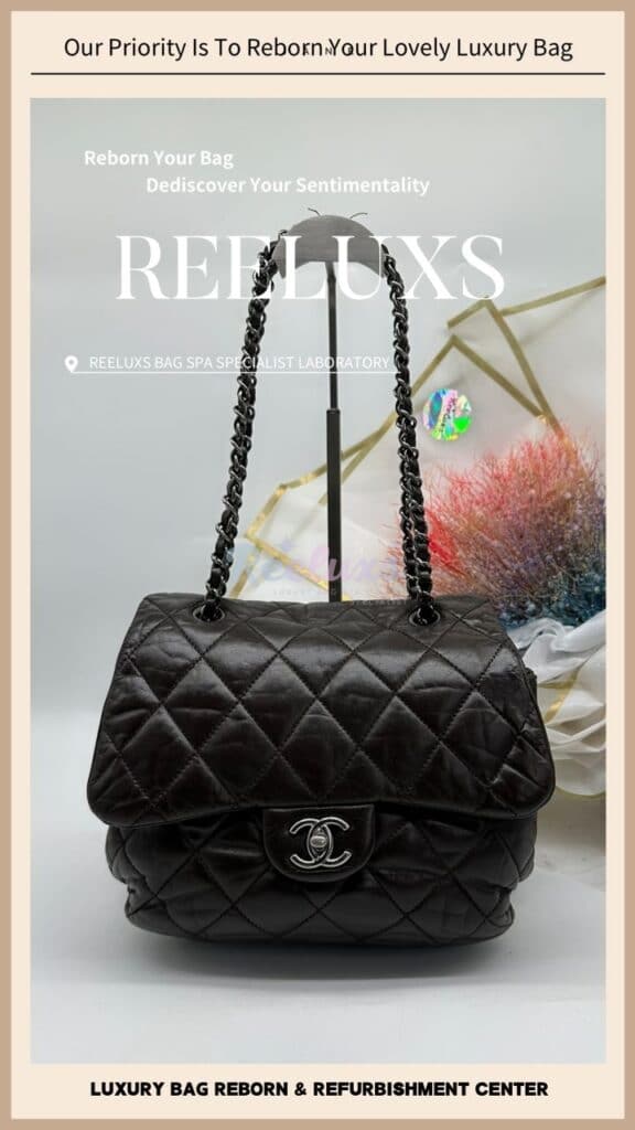 Triple Compartment Flap bag Corner Leather Damaged Repair Chain Leather Cracked &… — frame 11