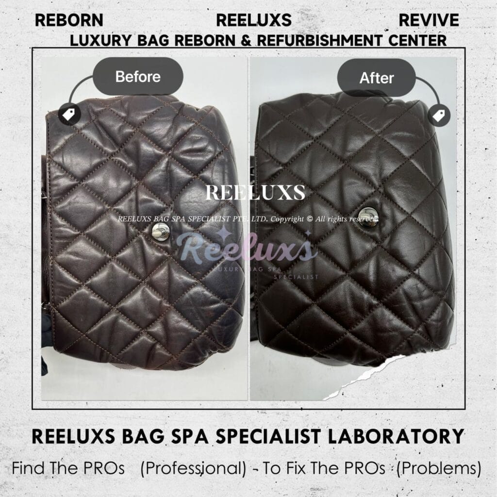 Triple Compartment Flap bag Corner Leather Damaged Repair Chain Leather Cracked &… — frame 9