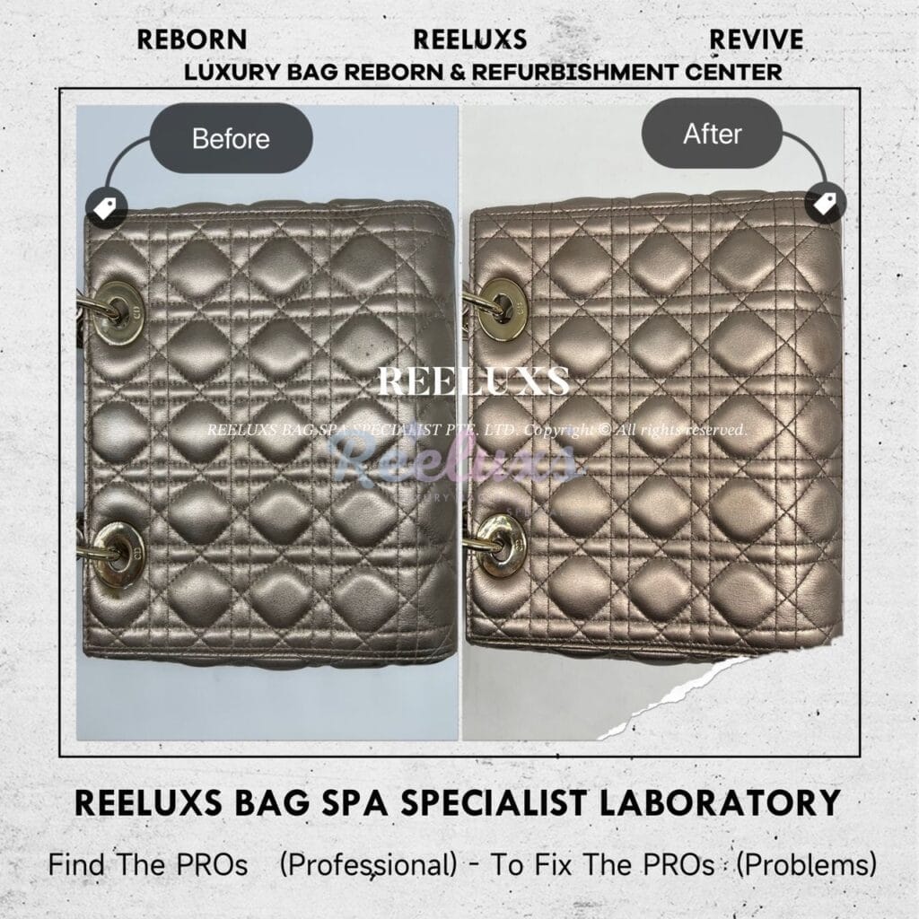 Lady Dior Hand Bag Metallic Color Damaged Mold Spot Problem — frame 11
