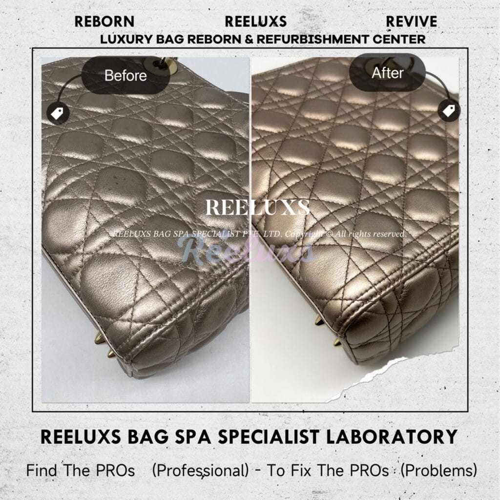 Lady Dior Hand Bag Metallic Color Damaged Mold Spot Problem — frame 10
