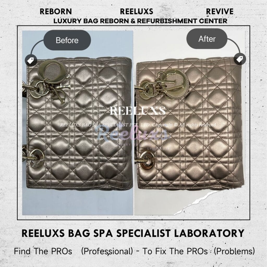 Lady Dior Hand Bag Metallic Color Damaged Mold Spot Problem — frame 1