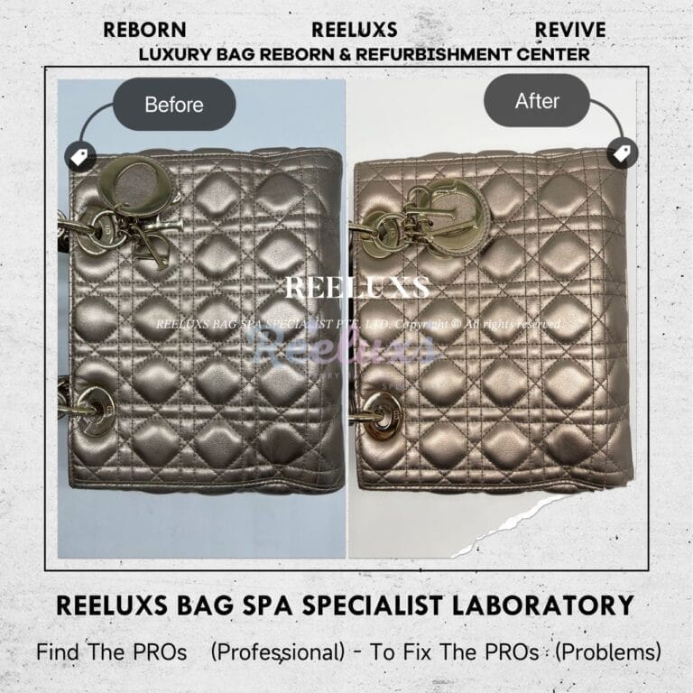 Dior Lady Dior Hand Bag Metallic Color Damaged Mold Spot Problem Restoration