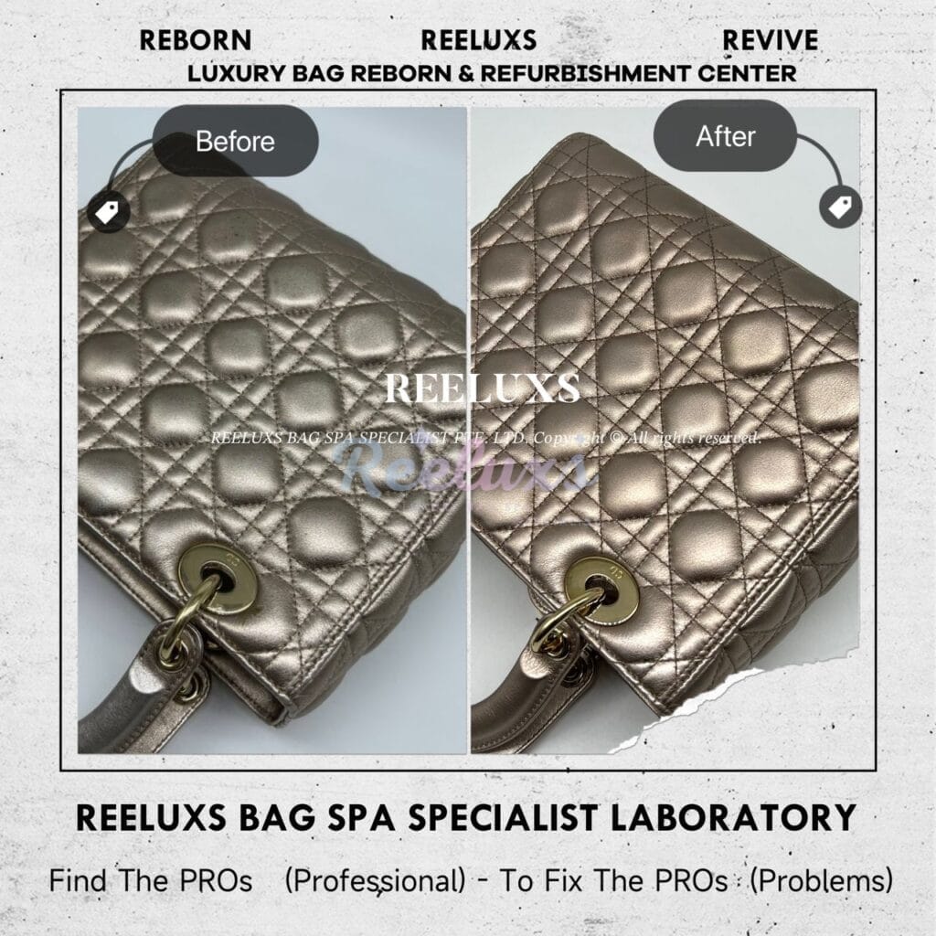 Lady Dior Hand Bag Metallic Color Damaged Mold Spot Problem — frame 9