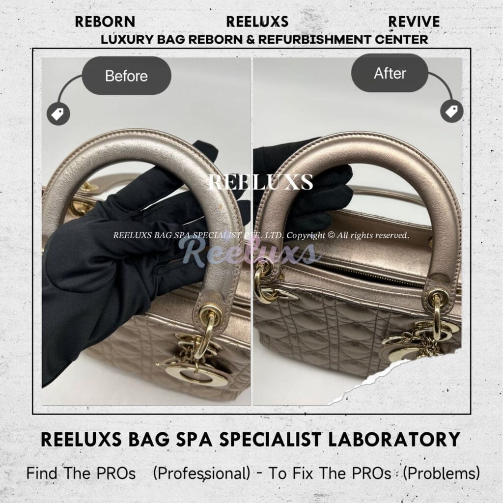 Lady Dior Hand Bag Metallic Color Damaged Mold Spot Problem — frame 6