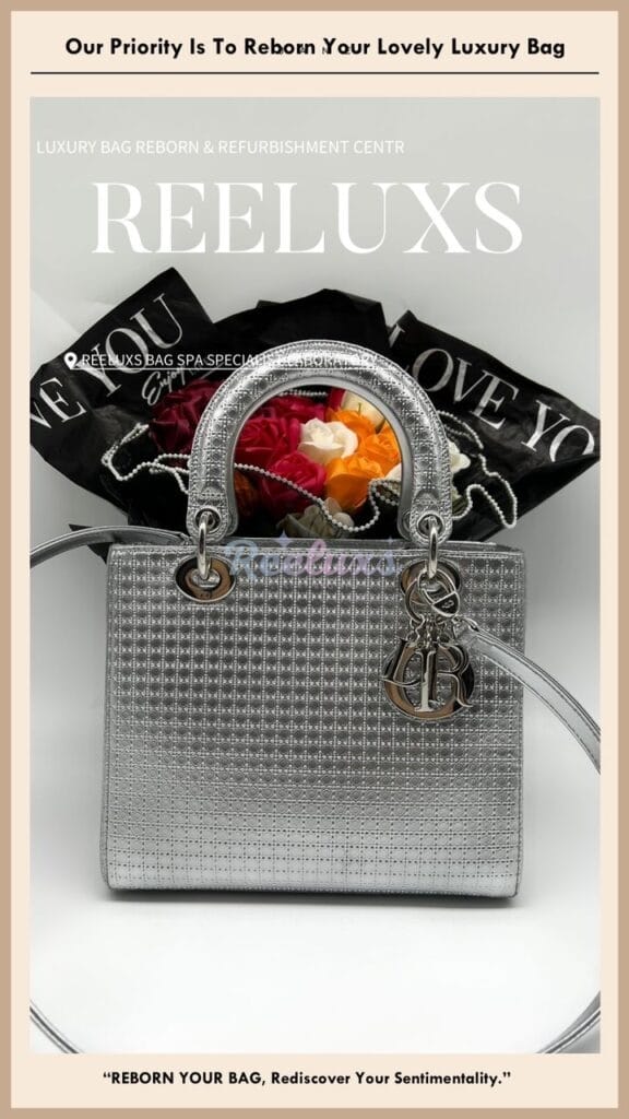 Lady Dior Micro Cannage Metallic Silver Hardware Handbag Metallic Mold Spot Problem… — frame 14