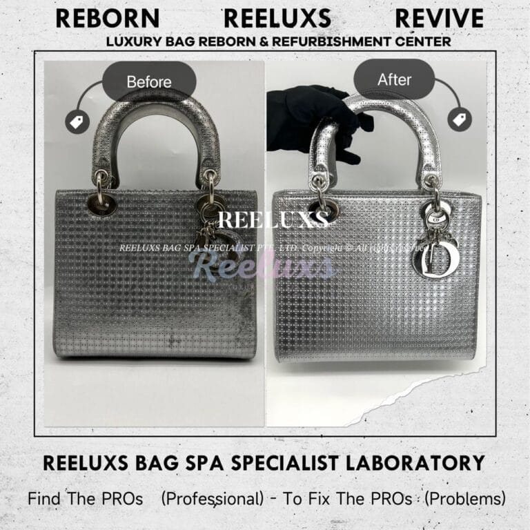 Dior Lady Dior Micro Cannage Metallic Silver Hardware Handbag Metallic Mold Spot Problem Oxidation Restoration