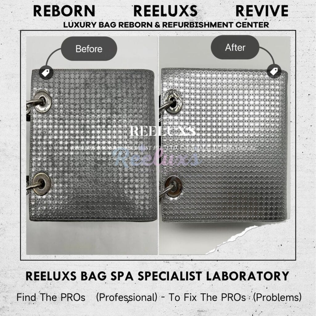 Lady Dior Micro Cannage Metallic Silver Hardware Handbag Metallic Mold Spot Problem… — frame 12