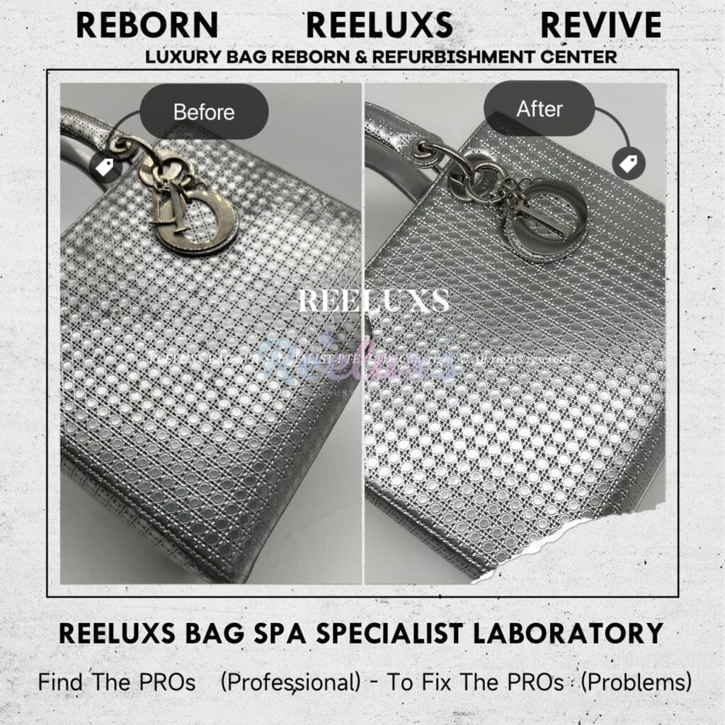 Lady Dior Micro Cannage Metallic Silver Hardware Handbag Metallic Mold Spot Problem… — frame 10