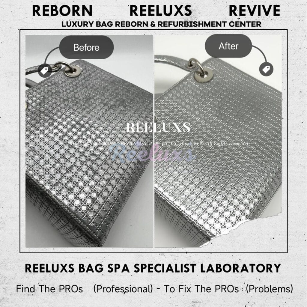 Lady Dior Micro Cannage Metallic Silver Hardware Handbag Metallic Mold Spot Problem… — frame 11