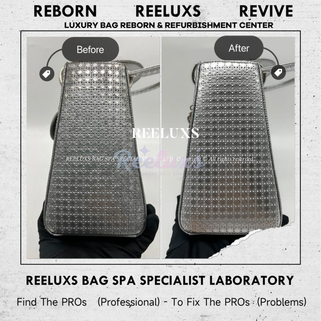 Lady Dior Micro Cannage Metallic Silver Hardware Handbag Metallic Mold Spot Problem… — frame 8
