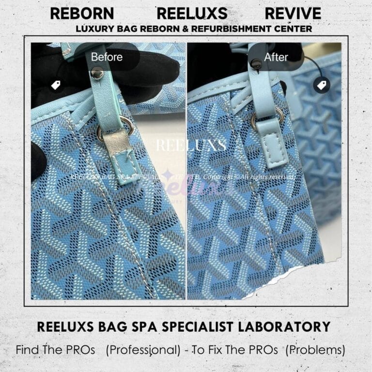 Goyard Saint Louis Light Blue Color Shoulder Bag Handle & Trim Leather Cracked & Peel Off Replacement