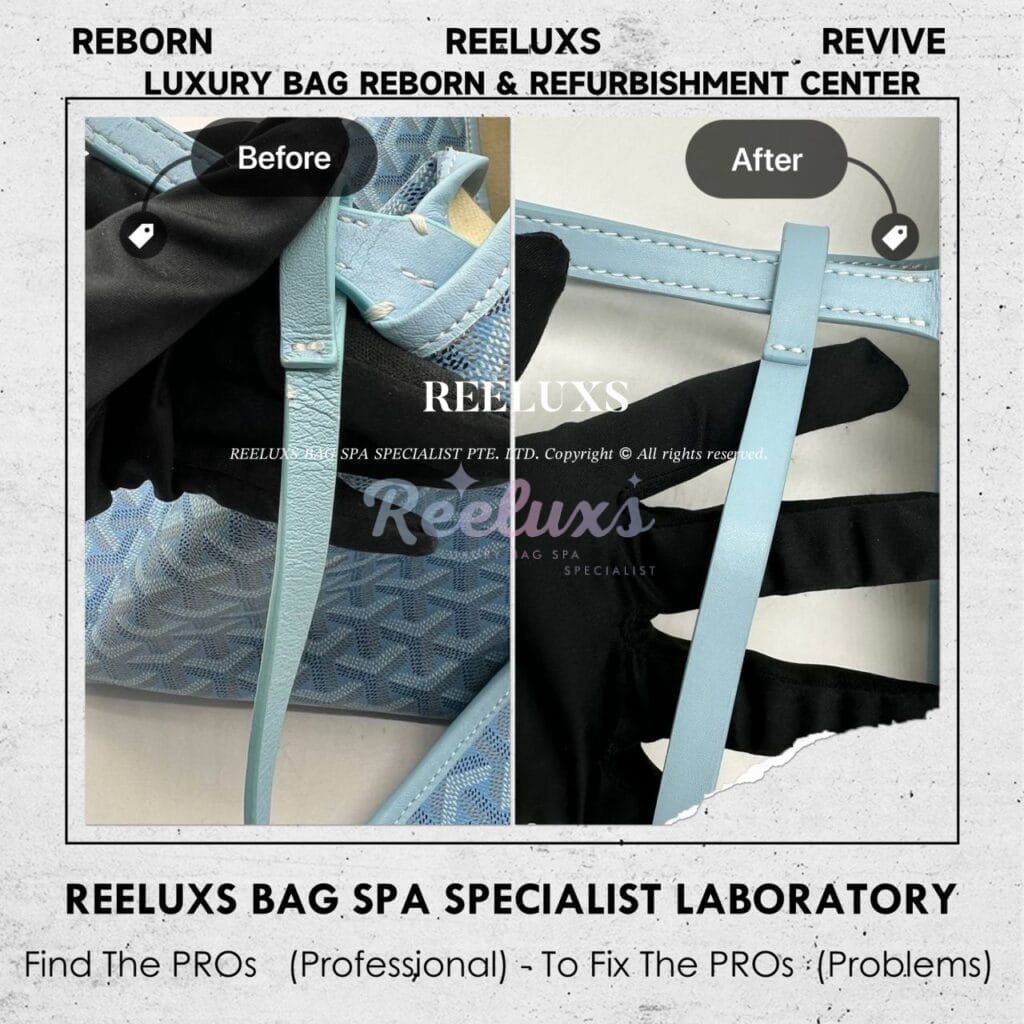 Saint Louis Light Blue Color Shoulder Bag Handle & Trim Leather Cracked & Peel Off Replacement — frame 3