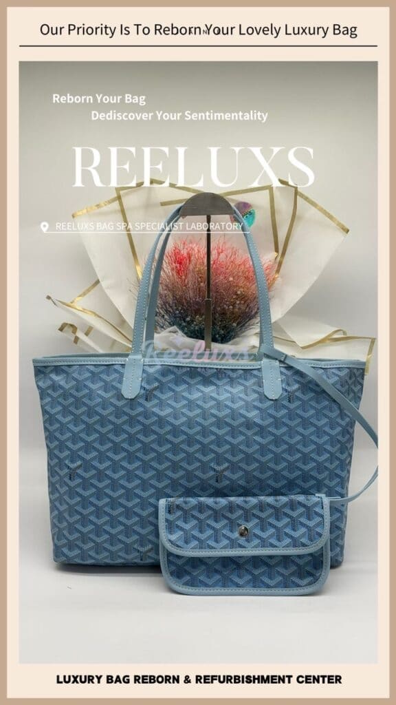 Saint Louis Light Blue Color Shoulder Bag Handle & Trim Leather Cracked & Peel Off Replacement — frame 8
